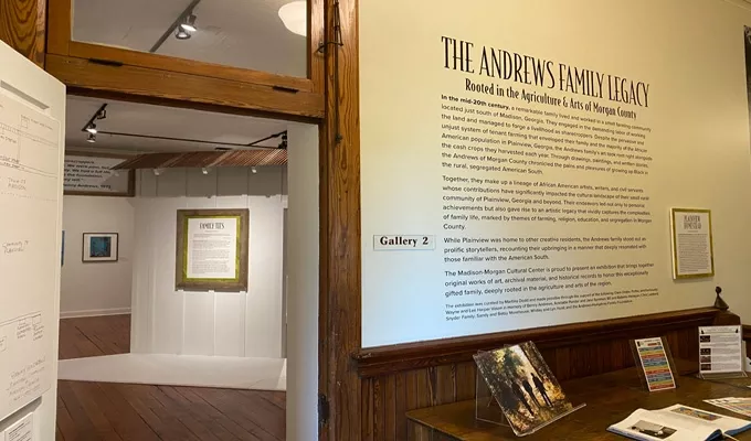 Entrance to Andrews Family Legacy exhibit at Madison-Morgan Cultural Center